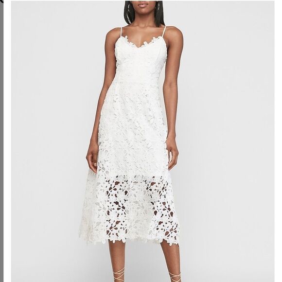 Endless Rose Dresses & Skirts - Endless Rose Crochet Lace White Midi Dress L Large